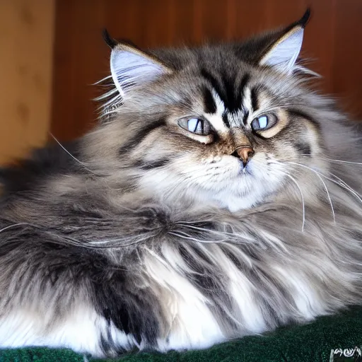 Image similar to siberian cat cuddling with magpie