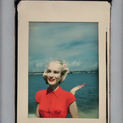 Prompt: 1 9 5 0 s polaroid picture of dragonair