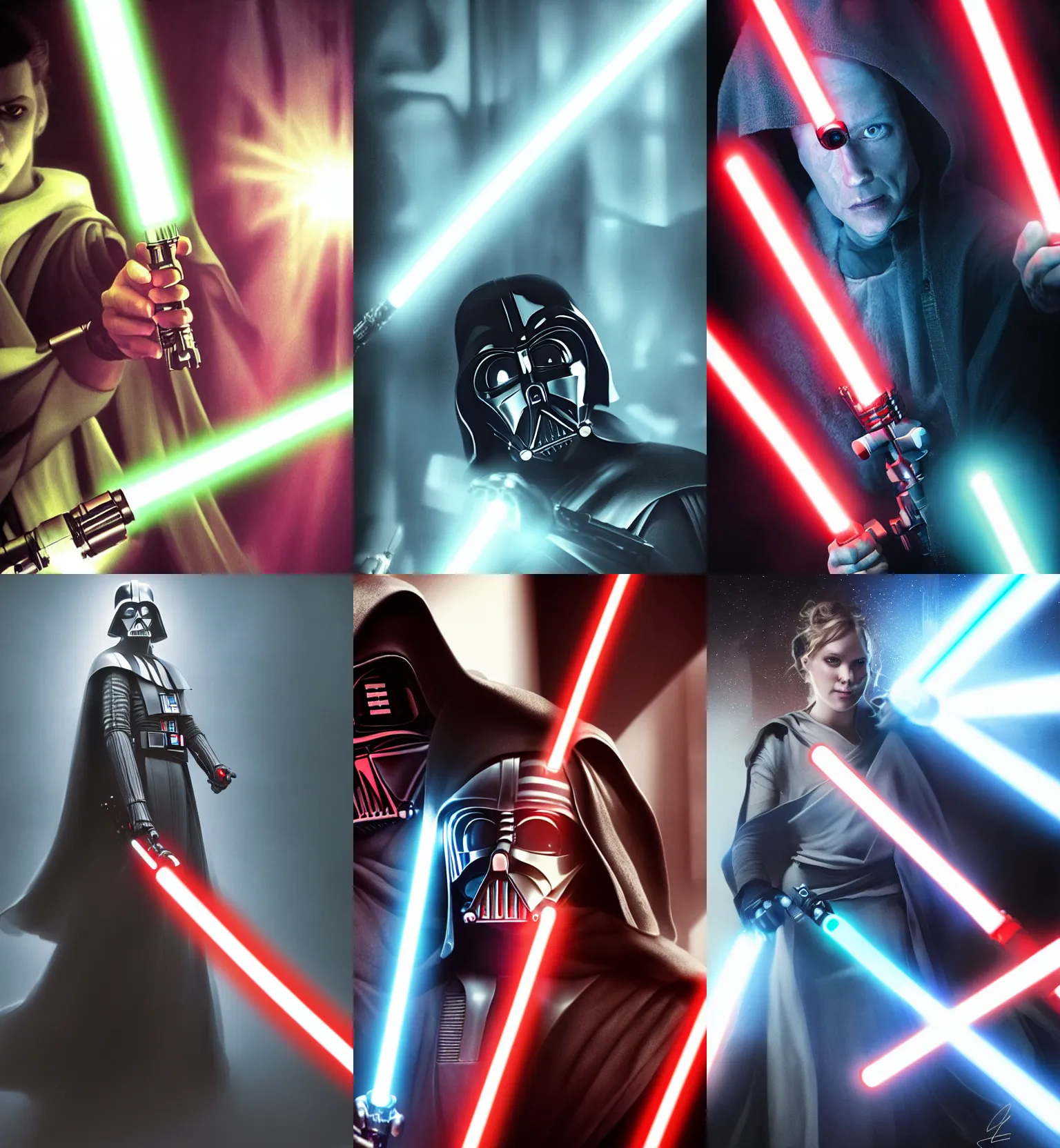 Prompt: portrait, siths with light saber, closeup, epic, star wars, dramatic lights, cinematic, hyper realistic, futuristic interior