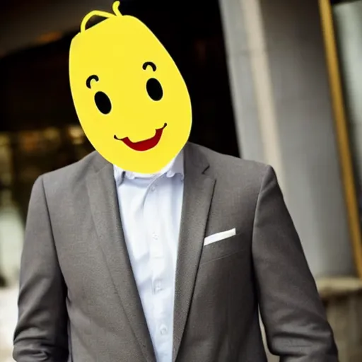 Image similar to a man wearing a suit banana head