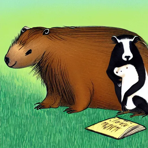 100 Critter Characters #3 Capybara Studying Hard Illustration by ESMORC