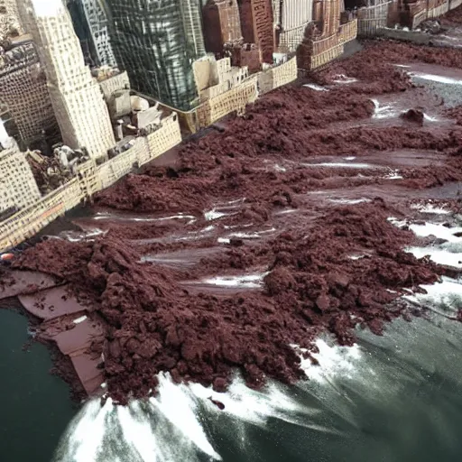 Image similar to tsunami of liquid chocolate on new york