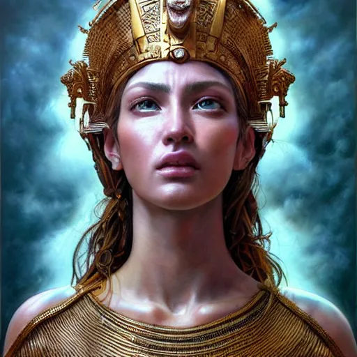 Prompt: hyperrealistic mixed media painting of beautiful goddess Athena, stunning 3d render inspired art by P. Craig Russell and Barry Windsor-Smith, perfect facial symmetry, dim volumetric lighting, 8k octane beautifully detailed render, post-processing, portrait, extremely hyper-detailed, intricate, epic composition, cinematic lighting, masterpiece, trending on artstation, very very detailed, masterpiece, stunning