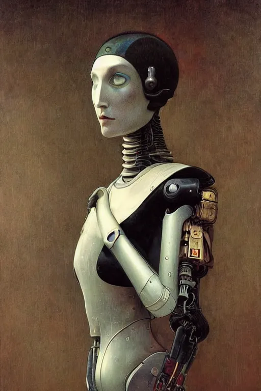 Prompt: fullbody or portrait, simple raven, perfect future, award winning art by santiago caruso, iridescent color palette, by wlop and karol bak and bouguereau and viktoria gavrilenko, 1 9 7 0 s retro future robot android. muted colors