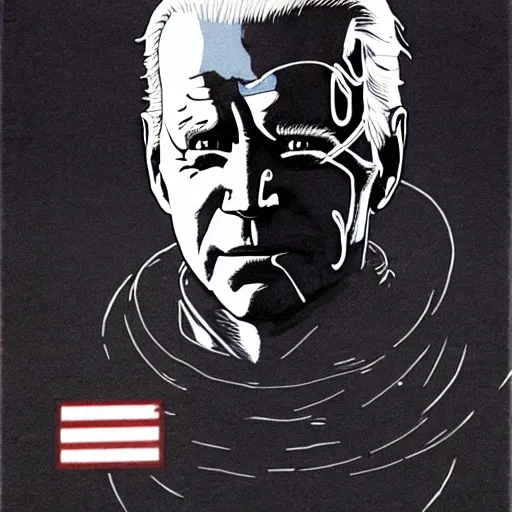 Image similar to Joe Biden looking sinister, by Tsutomu Nihei, highly detailed