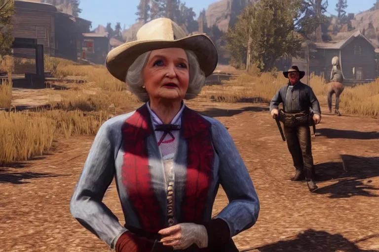 Image similar to betty white in red dead redemption 2