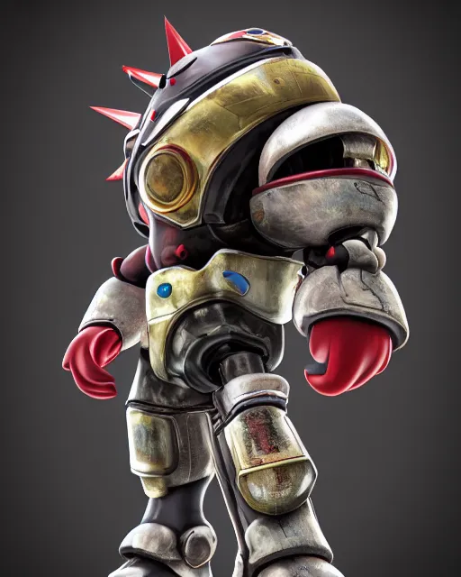 Image similar to Nintendo's Mario as a Mecha, hyperdetailed, full body, LED effects, professional paint job, distressed paint, dynamic low angle shot, photoreal, caustics, octane render, redshift render, Vray render, all in focus, unreal engine, post processing, ultra detailed, trending on artstation