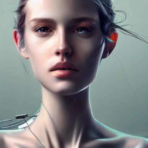 Image similar to portrait of a robotic artist, beautiful digital art, artstation cgsociety highly - detailed masterpiece