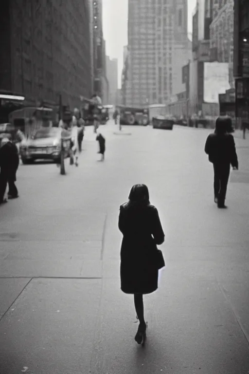 Image similar to photography, ginger woman walking in New York, soft light, 35mm, film photo, Joel Meyerowitz