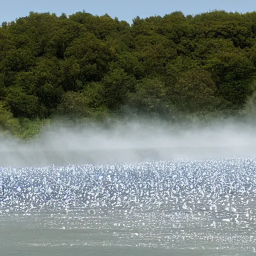 Image similar to a million fish forming a big tidal wave, bright daylight