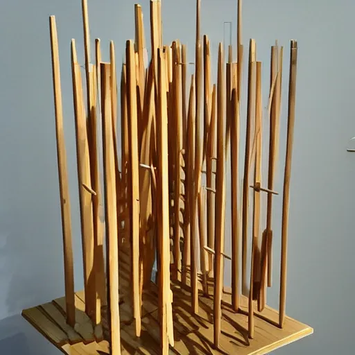 Image similar to “photo of a sculpture made of wooden skewers at the moma”