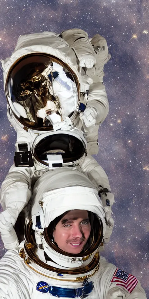 Image similar to astronaut wearing horse head mask