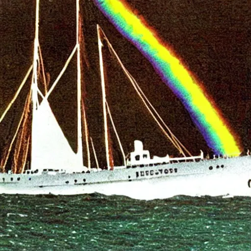 Image similar to the sinking of the rainbow warrior by the dastardly mustache twirling french