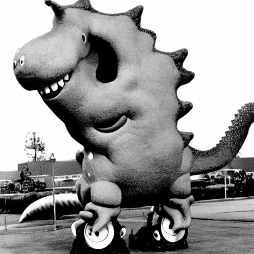 Image similar to spongebob squarepants riding a dinosaur, 7 0 s cartoon