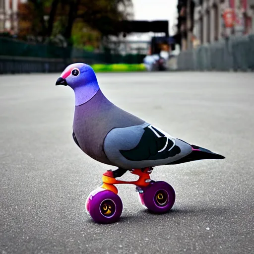 Prompt: pigeon rollerblading
