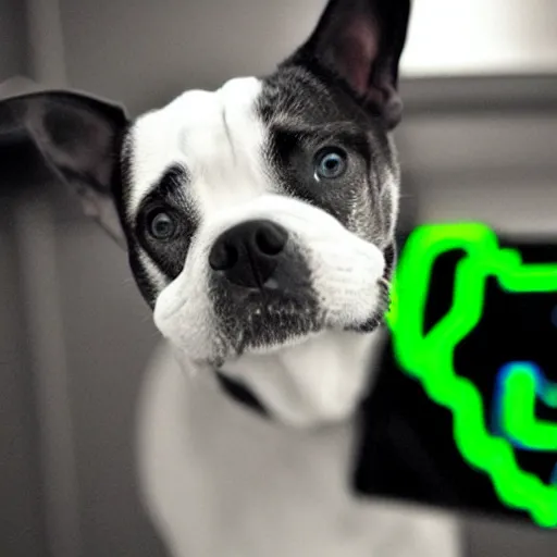 Prompt: green oscilloscope waves in the shape of a dog