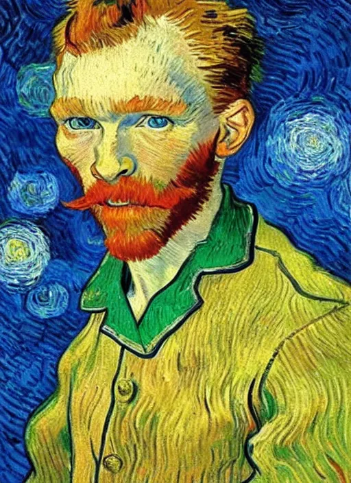 Prompt: lifelike oil painting portrait of peter pan by van gogh