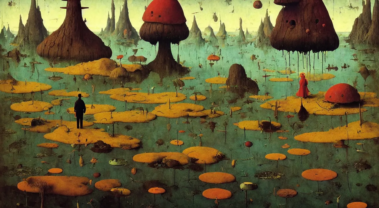 Image similar to single flooded simple!! toadstool tower anatomy, very coherent and colorful high contrast masterpiece by norman rockwell franz sedlacek hieronymus bosch dean ellis simon stalenhag rene magritte gediminas pranckevicius, dark shadows, sunny day, hard lighting