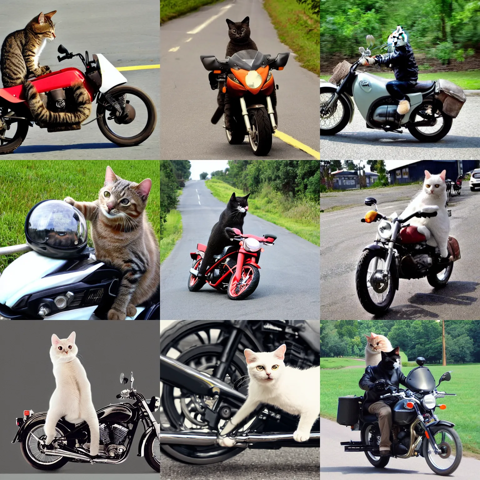 Prompt: cat driving a motorcycle