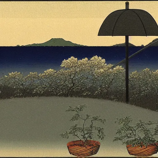 Image similar to Hasui Kawase, black and brown Shiba