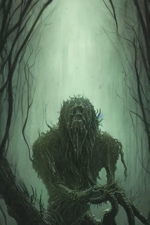 Image similar to lovecraftian swamp monster, extremely detailed digital art, in the style of greg rutkowski, trending on artstation, 8 k