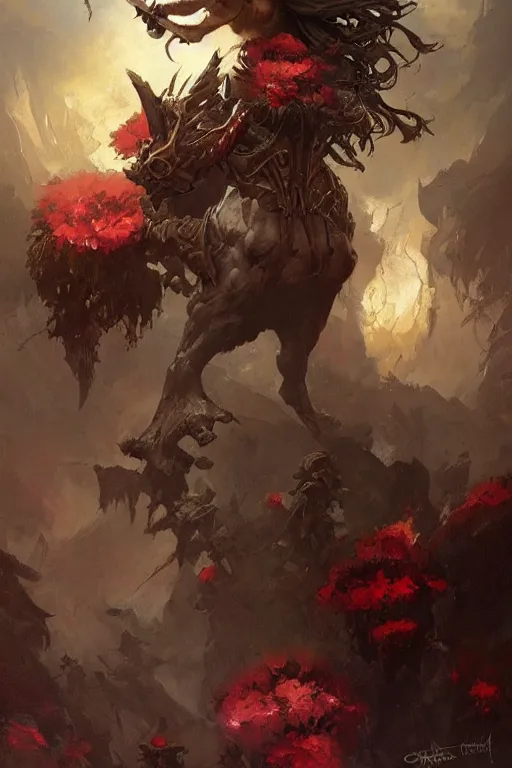 Prompt: epic flowers, by Frank Frazetta, Greg Rutkowski, Boris Vallejo, epic fantasy character art, Exquisite detail, post-processing, low angle, masterpiece, cinematic