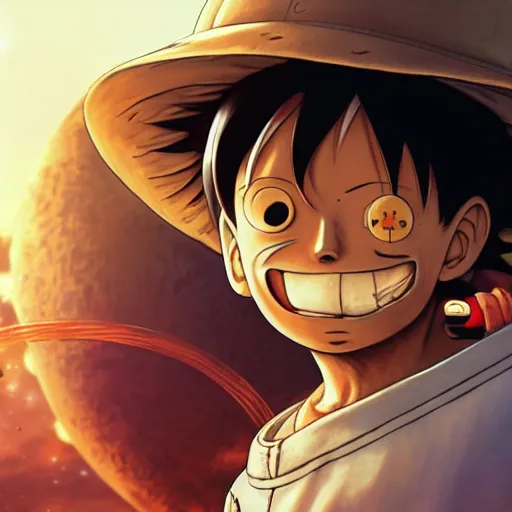 Image similar to luffy in a astronaut suit and luffy, intricate, luffy, highly detailed, digital painting, artstation, concept art, smooth, sharp focus, illustration, luffy, unreal engine 5, 8 k, art by artgerm and greg rutkowski and alphonse mucha