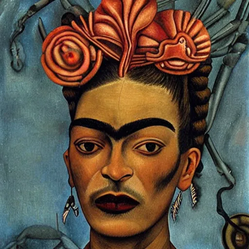 Image similar to cyborgs by frida kahlo