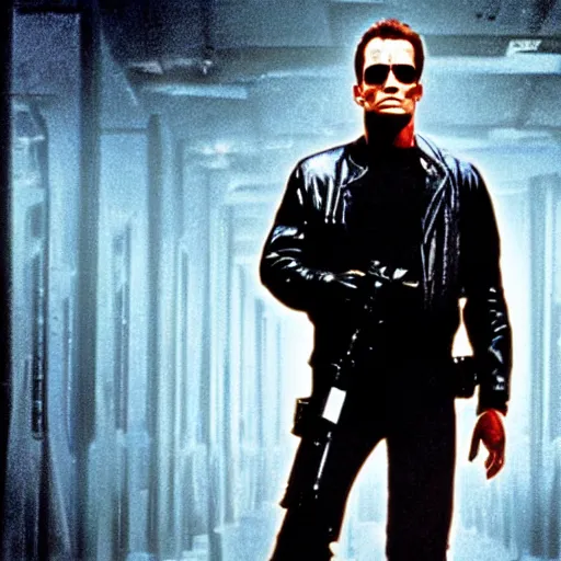 Prompt: terminator in the matrix