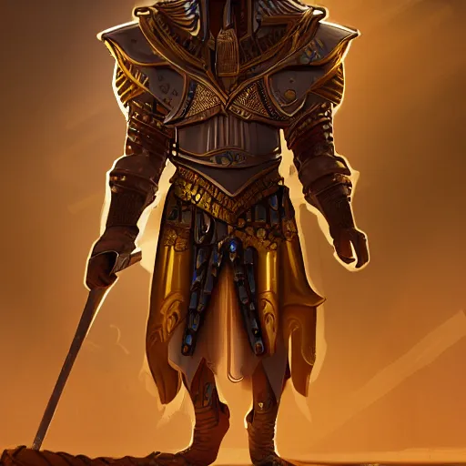 Image similar to pharaoh with armor on, steampunk, concept art, masterpiece, digital art, ultra detailed, sharp focus, cinematic lighting, 8 k hd resolution