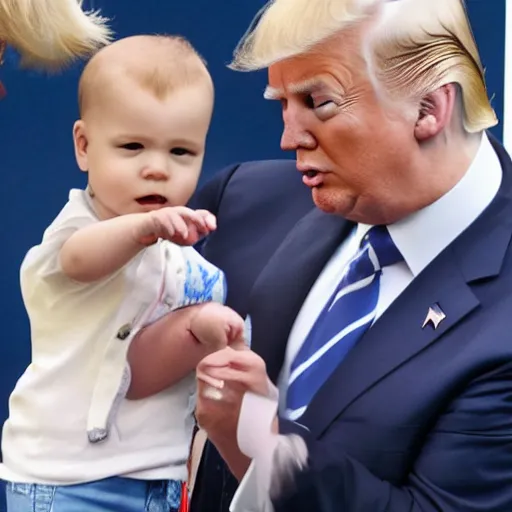 Prompt: Donald Trump slapping a baby