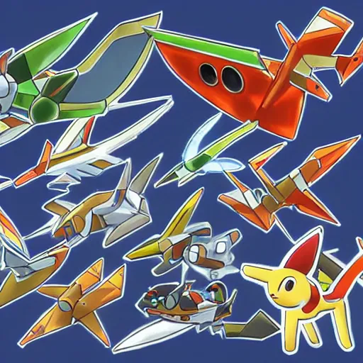 Image similar to steel type plane pokemon, ken sugimori art