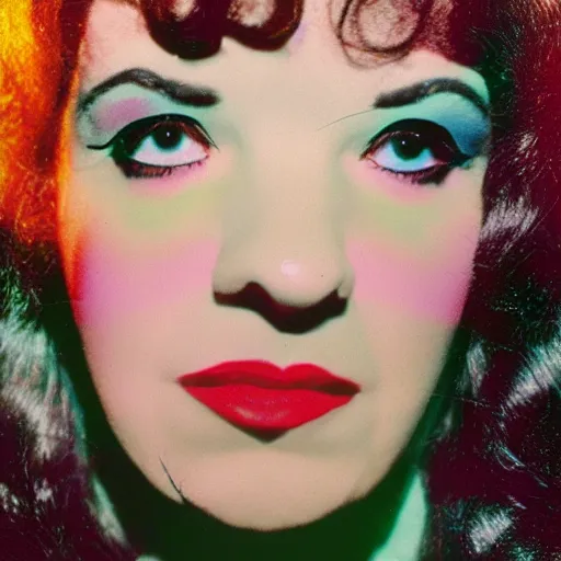 Image similar to a colour photographic aged 3 7 portrait of a hybrid of judy garland and lisa minelli and kate bush, close up