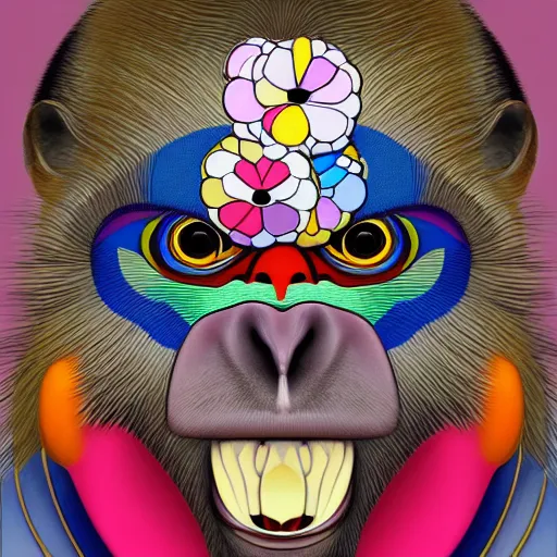 Image similar to the portait of a primate by takashi murakami, digital art, 4 k, detailed