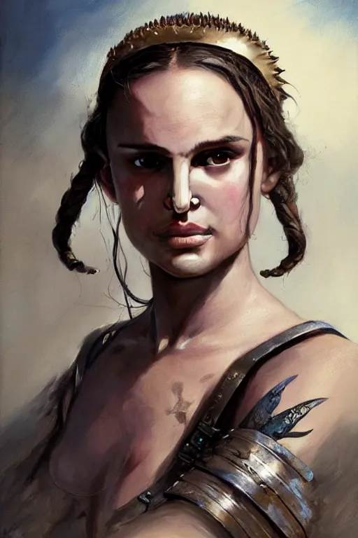 Prompt: young natalie portman, warrior girl, fighter, lord of the rings, tattoos, decorative ornaments, battle armor, carl spitzweg, ismail inceoglu, vdragan bibin, hans thoma, greg rutkowski, alexandros pyromallis, perfect face, detailed, sharply focused, centered, rule of thirds, photorealistic shading