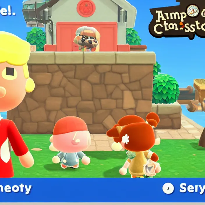 Image similar to donald trump in animal crossing, game screenshot