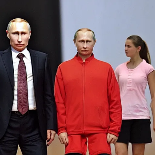 Image similar to putin teams up with a mysterious teenage putin, perfect faces