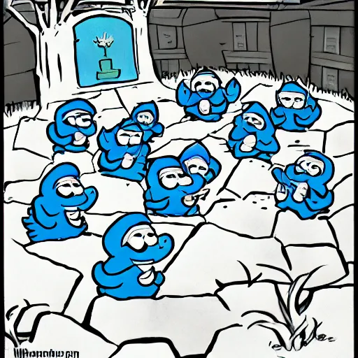 Image similar to smurf funeral