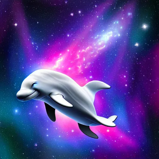 Image similar to beluga whale face only, nebula space background, higher detailed, realistic