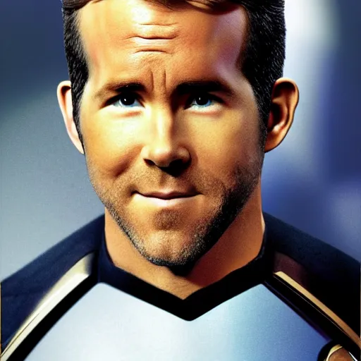 Image similar to Ryan Reynolds in Star Trek, highly detailed, high quality, HD, 4k, 8k, Canon 300mm, professional photographer, 40mp, lifelike, top-rated, award winning, realistic, sharp, no blur, edited, corrected, trending