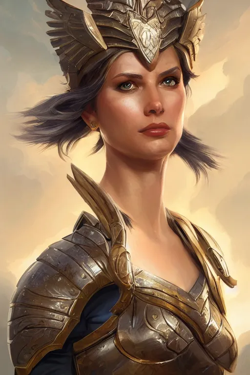 Image similar to amazon valkyrie athena, d & d, fantasy, portrait, highly detailed, headshot, digital painting, trending on artstation, concept art, sharp focus, illustration, art by artgerm and greg rutkowski and magali villeneuve