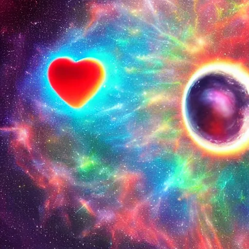 Prompt: the emotion love spreading throughout the universe, futuristic, happy