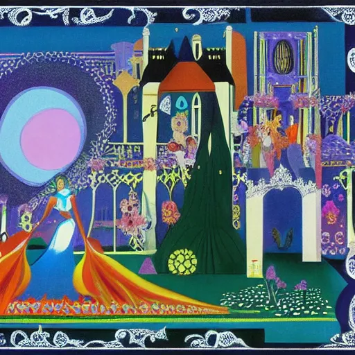 Image similar to a Hungarian Fairy tale, by Marcel Jankowicz, by Kay Nielsen, by Mary Blair, by Georgia o Keeffe, screenshot,