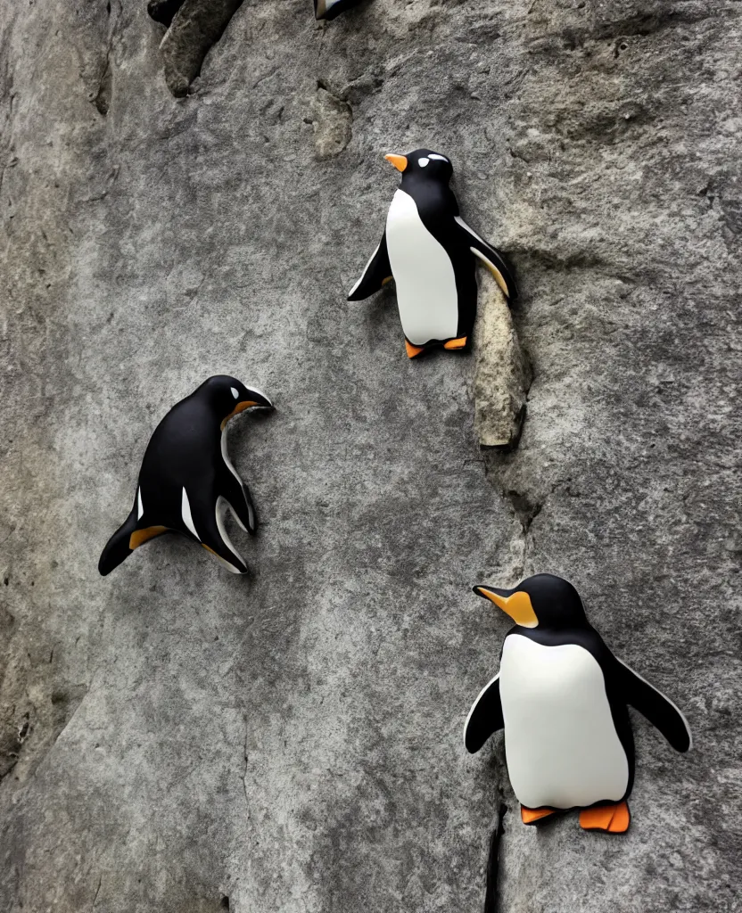 Image similar to a rock climbing hold in the shape of a penguin