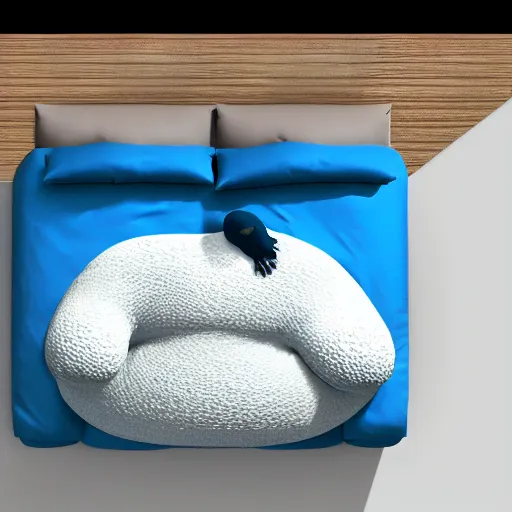 Image similar to walter white 3 d render, high definition, sleeping next to a snorlax, bright blue background, simple, high definition