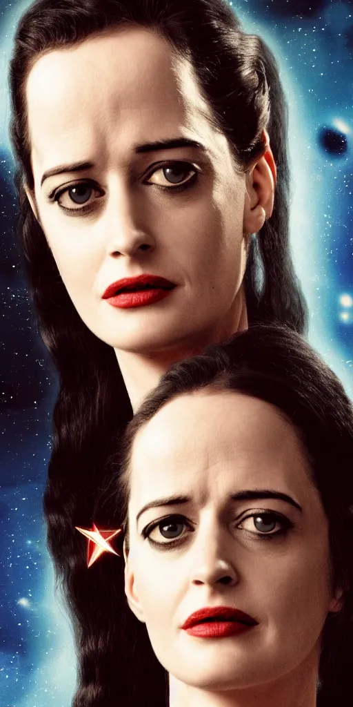 Image similar to a full body photograph of 3 0 year old eva green as a star fleet officer from star trek next generation, ultra rendered, extreme realism and detail, 8 k, highly detailed, realistic, completely framed, hyper realistic, colorful, direct lighting, 3 5 mm photo, photorealistic, sharp focus