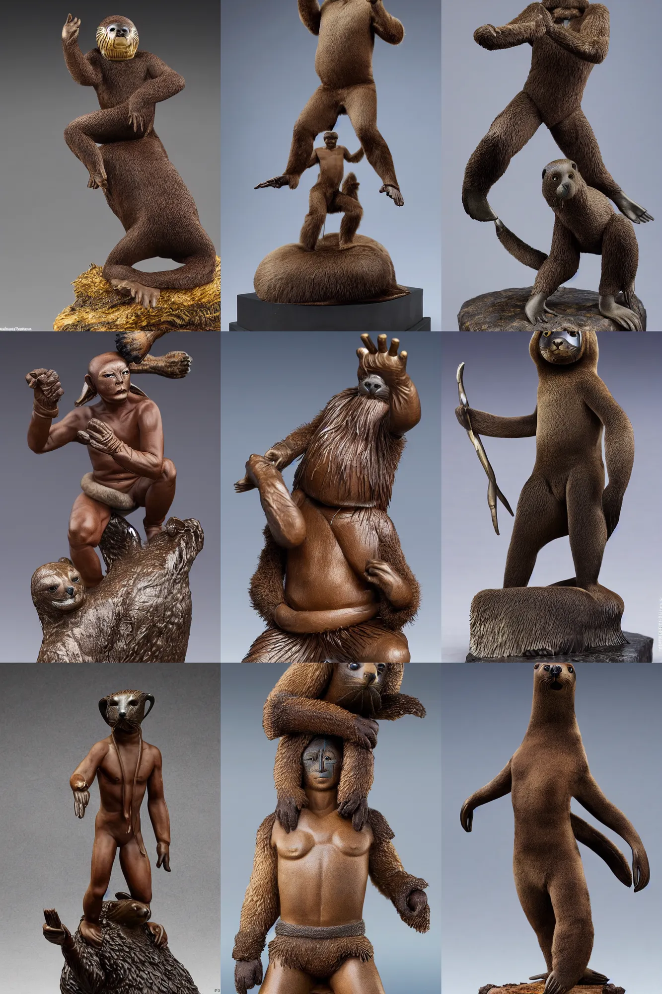 Prompt: a still high quality figurine of a selk ´ nam people, in a south american fur seal, by katsuya terada, frank frazetta, joe jusko, dynamic pose, detailed product photo, sharp focus, tone mapped, epic composition 8 5 mm, f. 1 4, zoom out