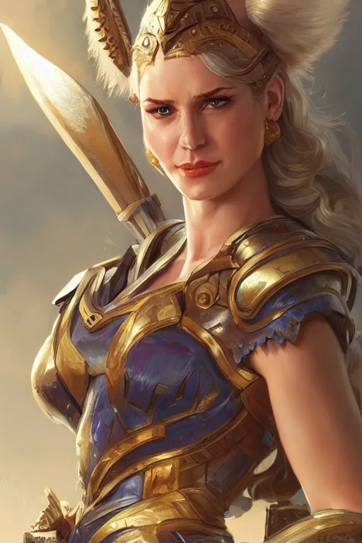 Image similar to amazon valkyrie athena, d & d, fantasy, portrait, highly detailed, headshot, digital painting, trending on artstation, concept art, sharp focus, illustration, art by artgerm and greg rutkowski and magali villeneuve