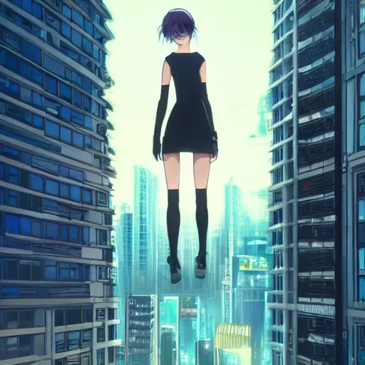 a girl stands on top of a multi-storey building, anime | Stable Diffusion |  OpenArt