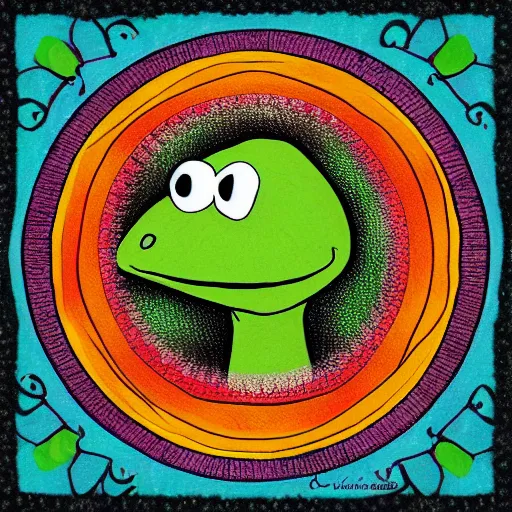 Prompt: kermit the frog mandala, high saturation, viberant